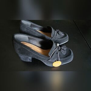 Hush Puppies Black Suede Loafers with Tassels